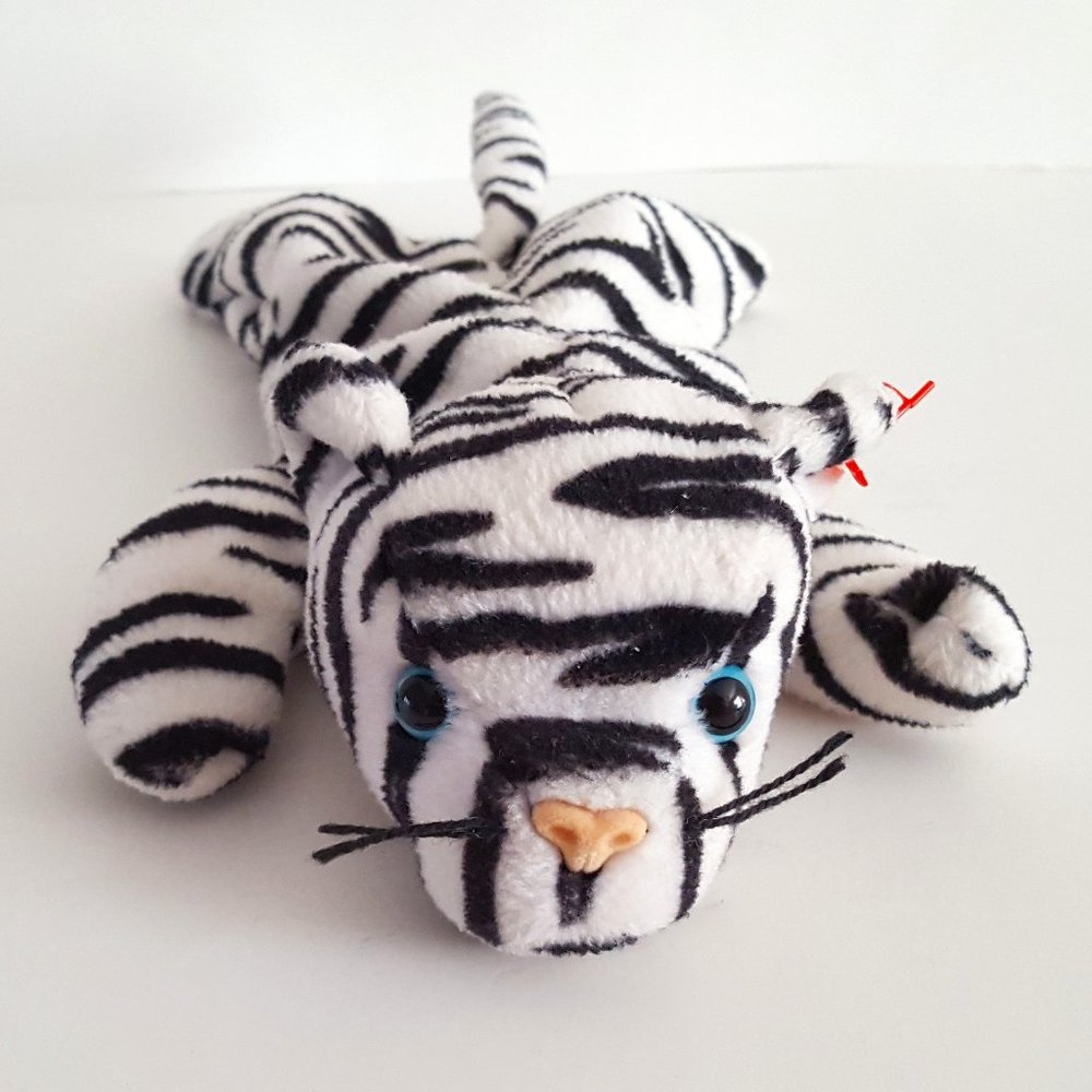 Ty Beanie Babies "Blizzard" White Tiger 1996. NO HANG TAG.